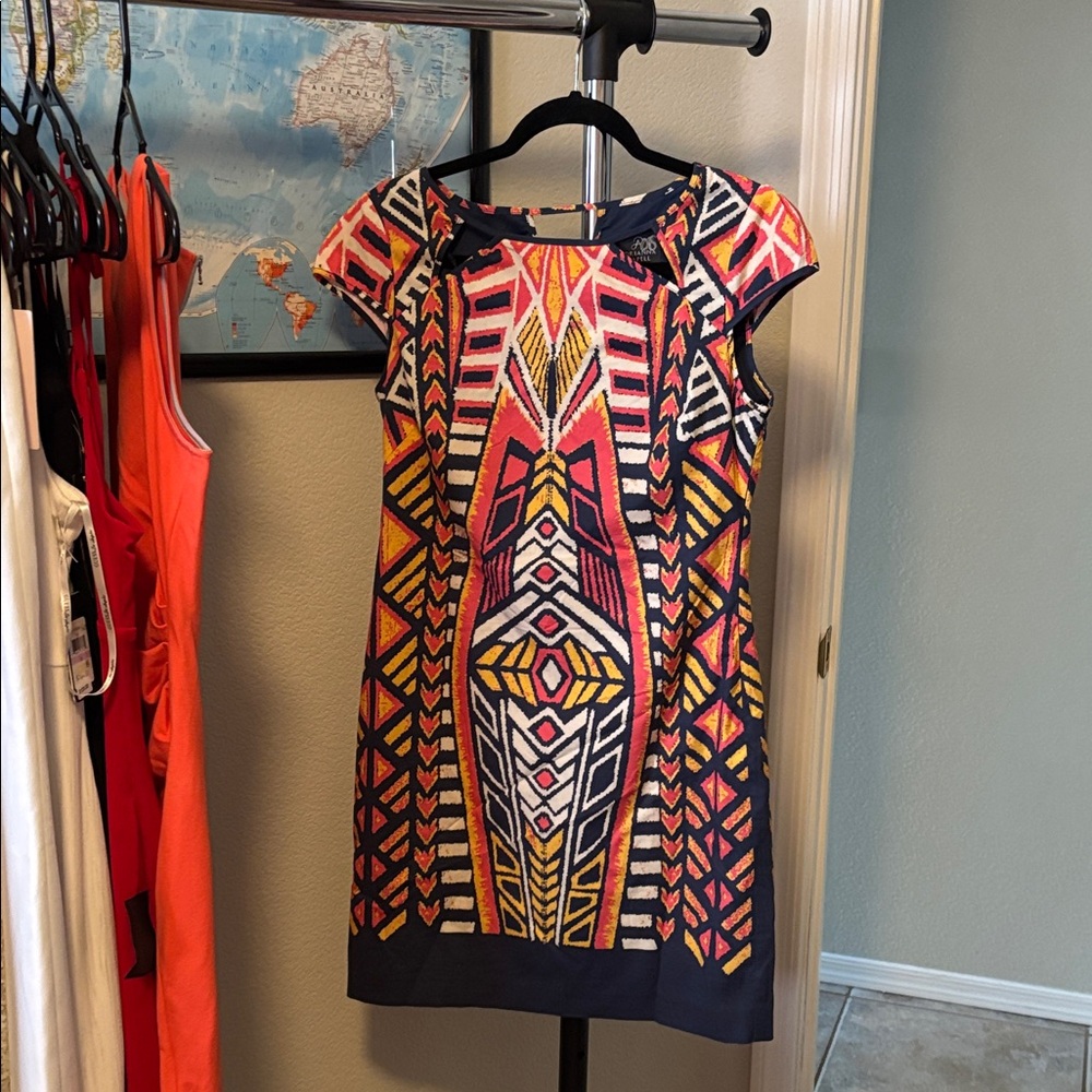 Adrianna Papell Vibrant Tribal Print Mini Dress